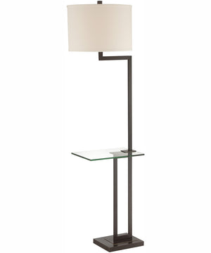 Rudko 1-Light Floor Lamp With Glass Table D.Bronze/Linen Shade
