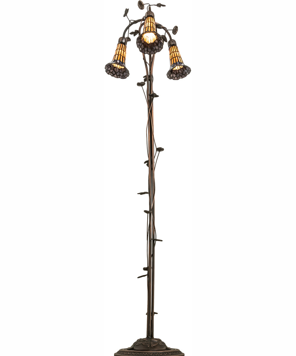 58" High Stained Glass Pond Lily 3 Light Floor Lamp