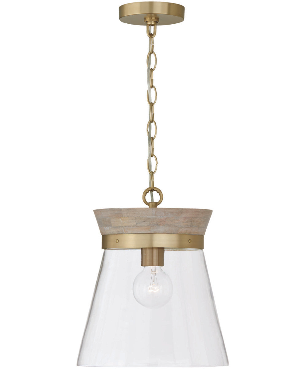 Finn 1-Light Pendant White Wash and Matte Brass