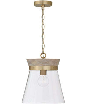 Finn 1-Light Pendant White Wash and Matte Brass