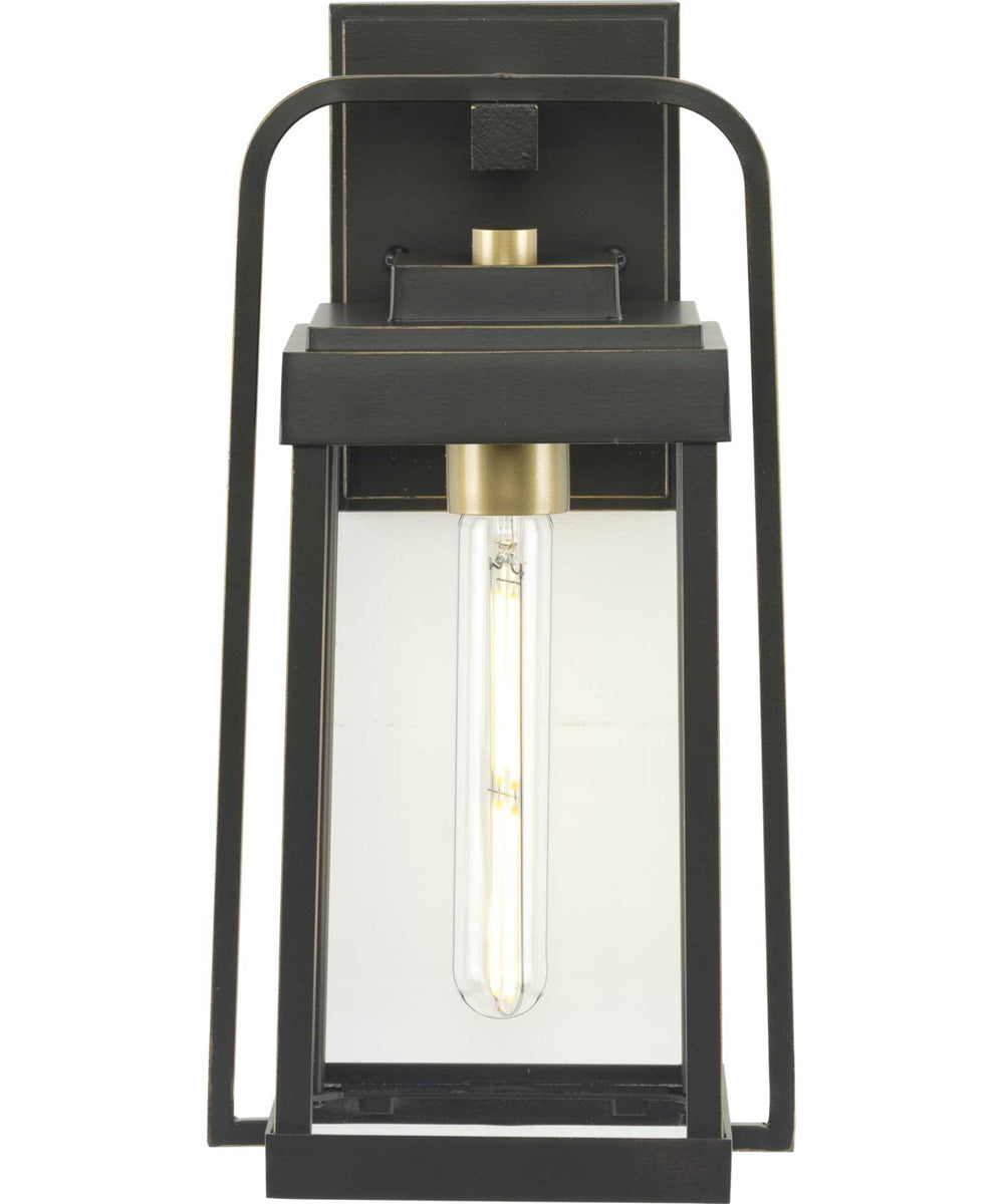 Walcott  1-Light with Brasstone Accents Clear Glass Transitional Outdoor Wall Lantern Light Antique Bronze