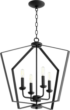 23"W 4-light Entry Foyer Hall Chandelier Noir