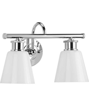 Ashford 2-Light Opal Glass Farmhouse Style Bath Vanity Wall Light Polished Chrome