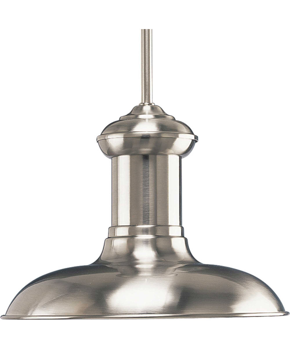 Brookside 1-Light Spun Metal Shade Coastal Pendant Light Brushed Nickel