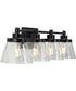 Hinton 4-Light Clear Seeded Glass Farmhouse Bath Vanity Light Matte Black