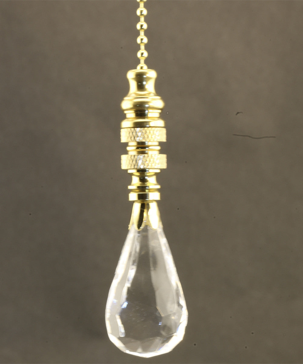 Acrylic Faceted Pendant Fan Pull 2.75"h Polished Brass Base Chain