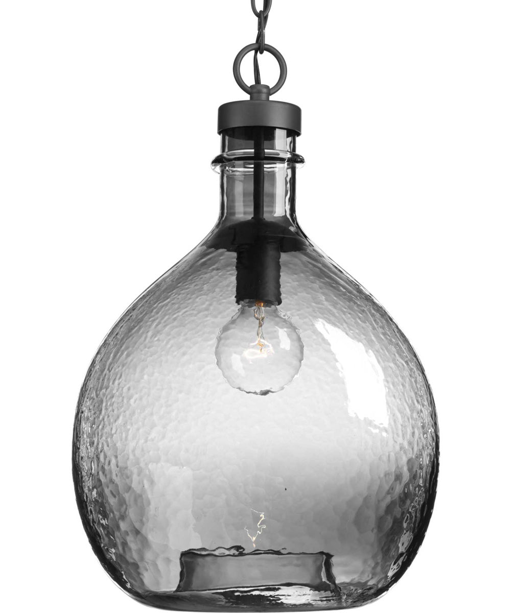 Zin 1-Light Smoked Textured Glass Global Pendant Light Graphite