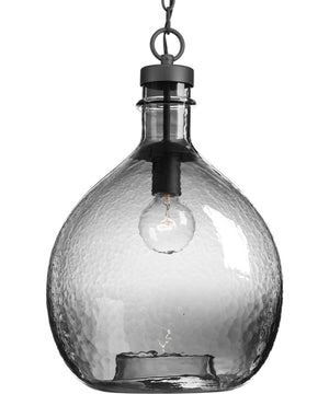 Zin 1-Light Smoked Textured Glass Global Pendant Light Graphite