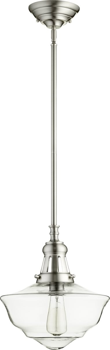 12"W 1-light Pendant Satin Nickel w/ Clear
