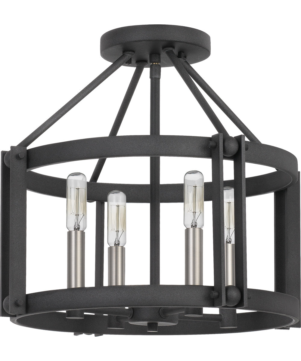 Victor 4-light Semi Flush Mount Mottled Black