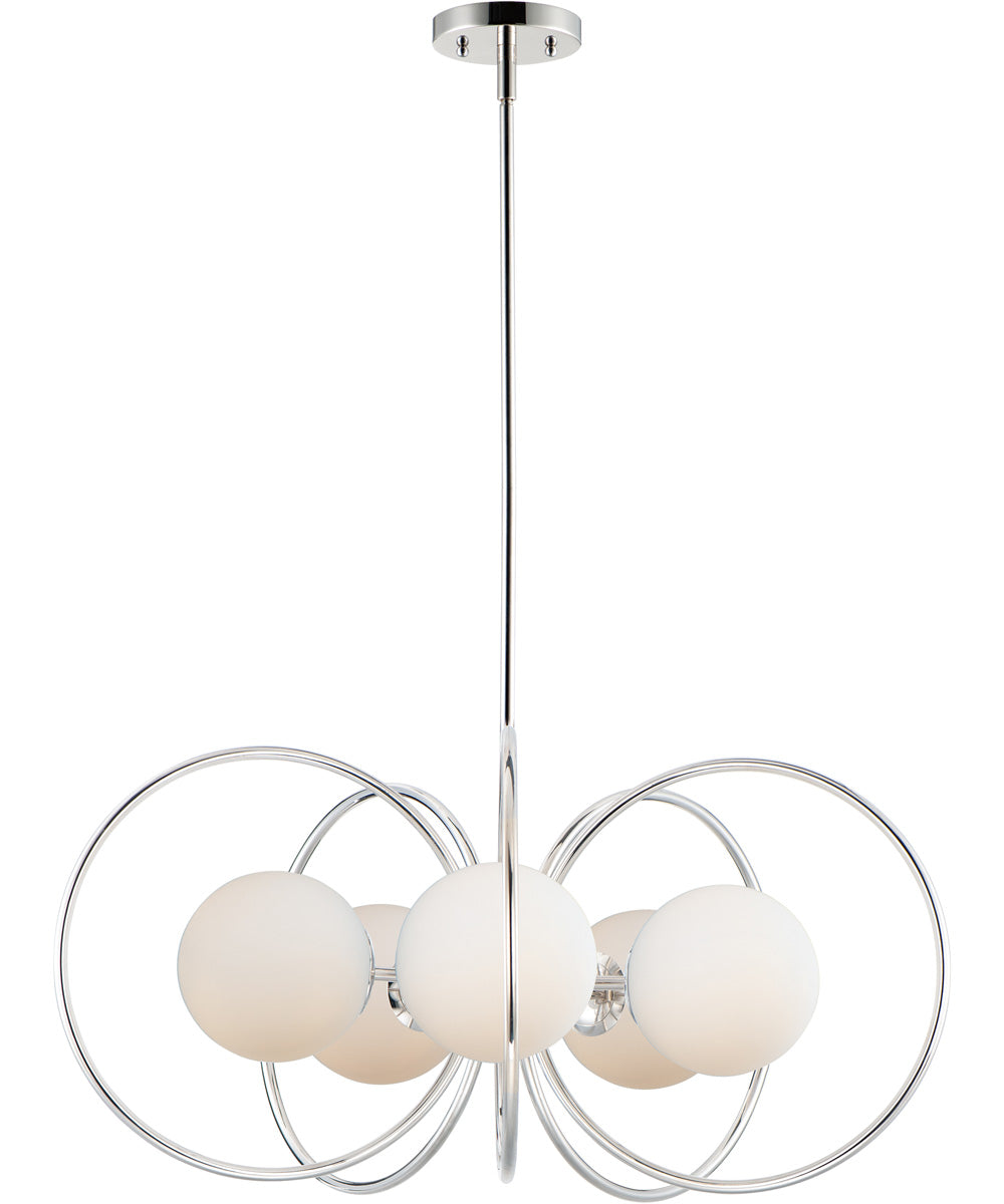 28"W Revolution 5-Light Chandelier Polished Nickel