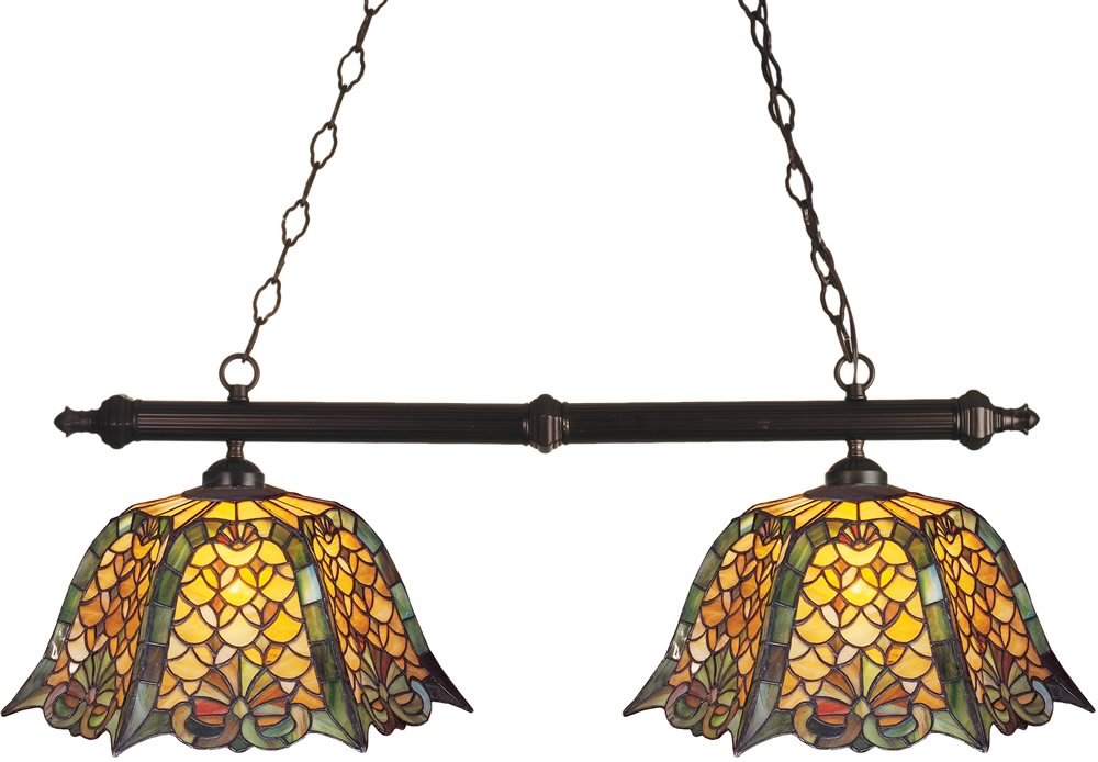 39"W Duffner & Kimberly Shell & Diamond 2 Light Island Pendant