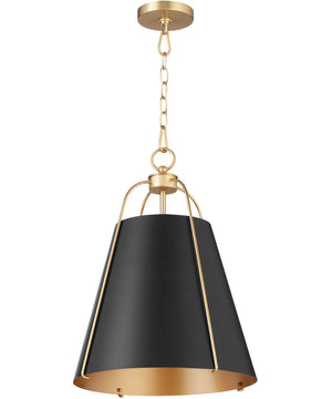 1-light Pendant Matte Black w/ Aged Brass