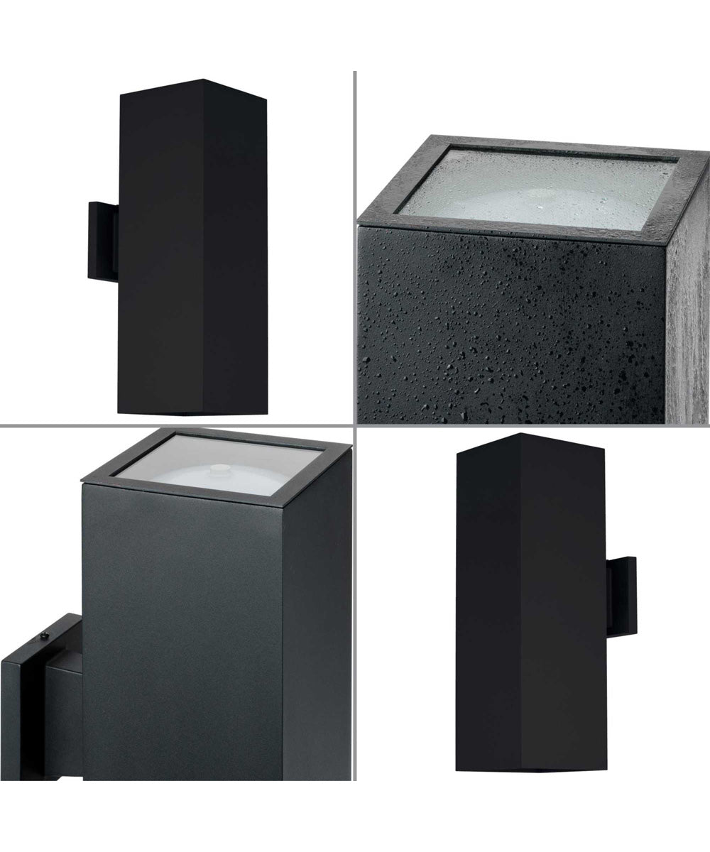 6" LED Outdoor Up/Down Modern Wall Cylinder with Glass Top Lense Black