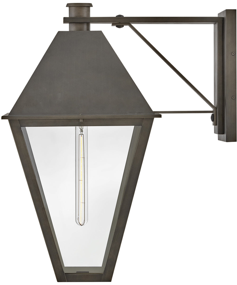 Endsley 1-Light Large Wall Mount Lantern in Blackened Brass