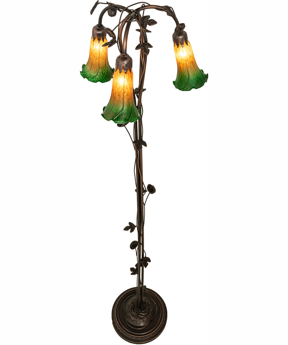 58" High Amber/Green 3 Light Floor Lamp