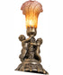 13" High Amber/Purple Tiffany Pond Lily Twin Cherub Accent Lamp