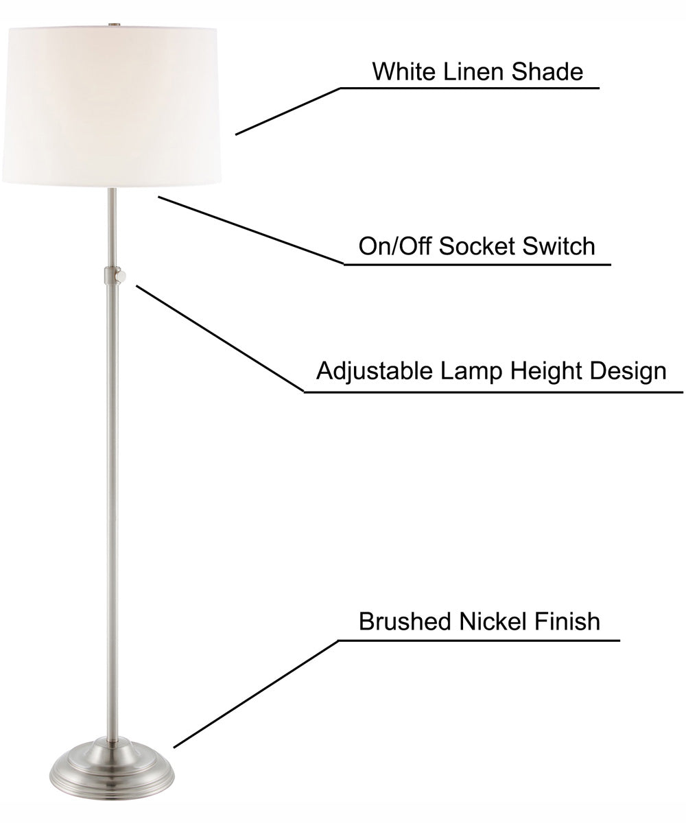 Sandoval 1-Light 3Pcs Floor & Table Lamp Set Brushed Nickel/White Shade