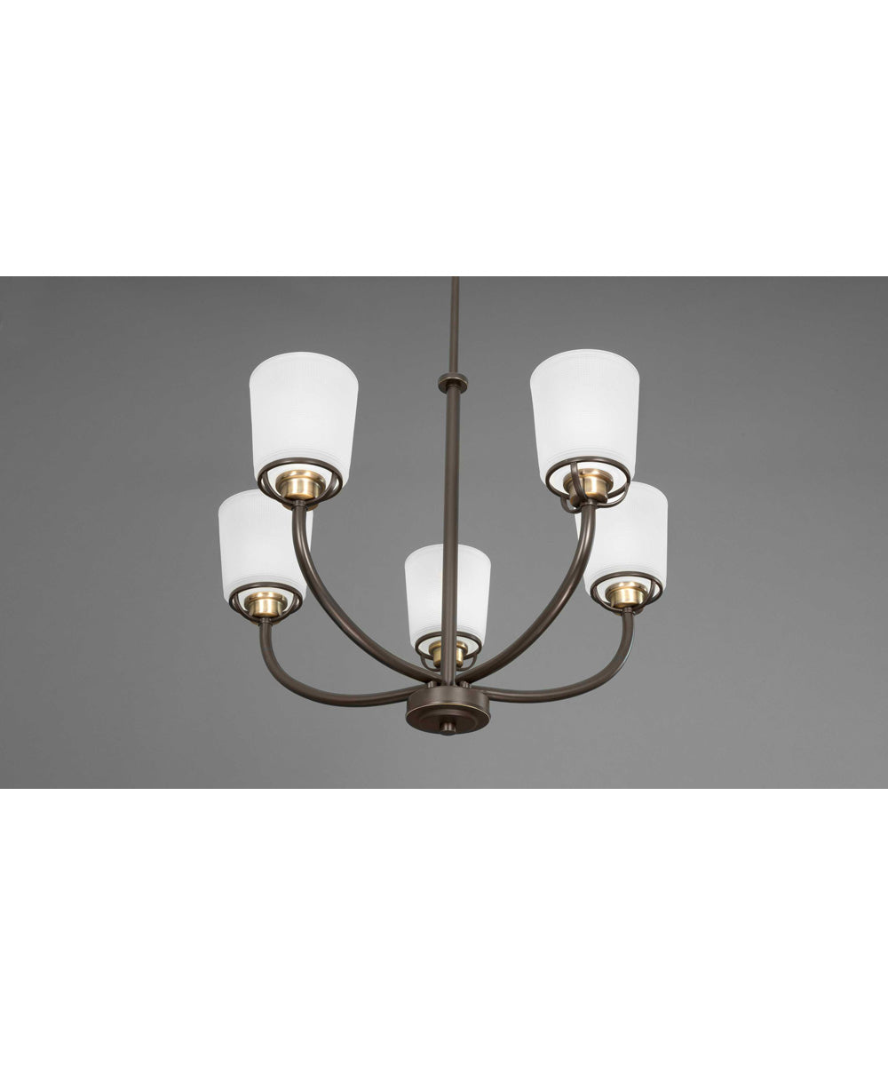 West Village 5-Light Etched Double Prismatic Glass Farmhouse Chandelier Light Antique Bronze