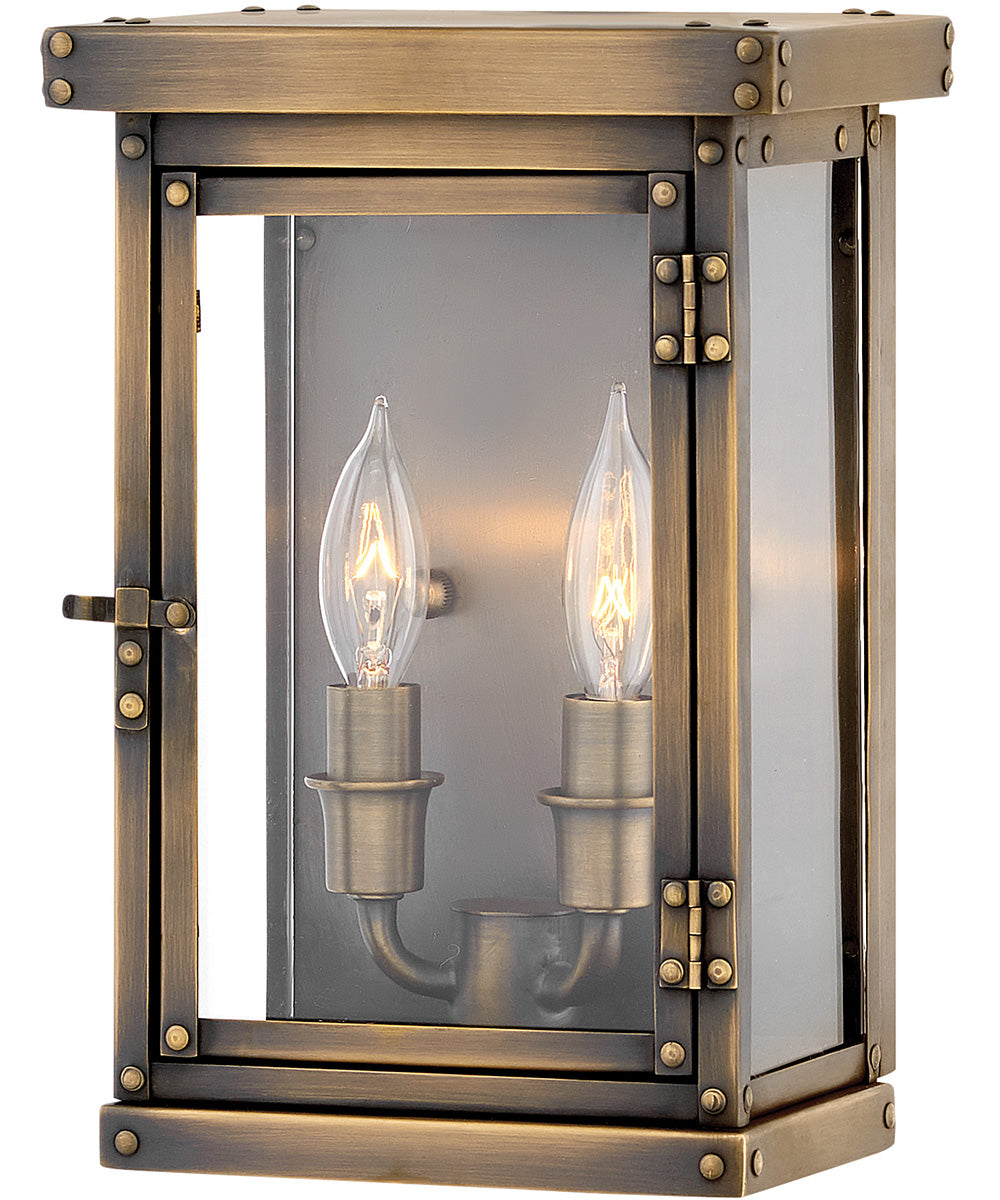 Hamilton 2-Light Small Outdoor Wall Mount Lantern in Dark Antique Brass