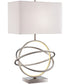 Orville 2-Light Table Lamp W/Led Night Brushed Nickel/White Linen Shade