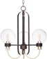 20"W Bauhaus 3-Light Chandelier Bronze / Satin Brass