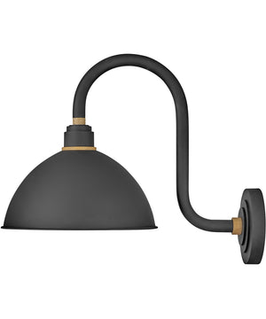 1-Light Small Tall Gooseneck Outdoor Barn Light in Textured Black