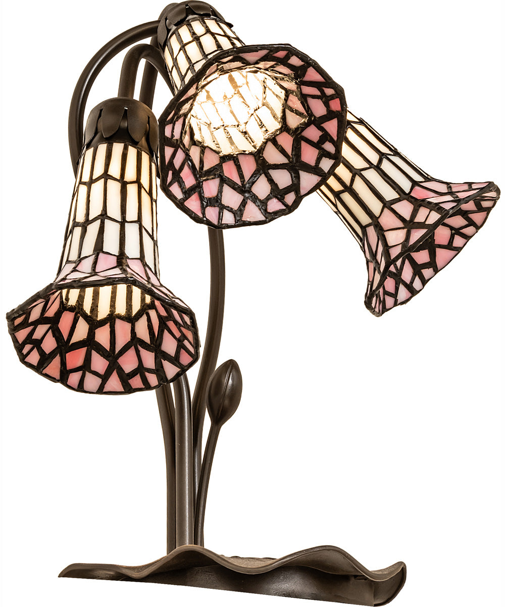 16" High Stained Glass Pond Lily 3 Light Accent Lamp