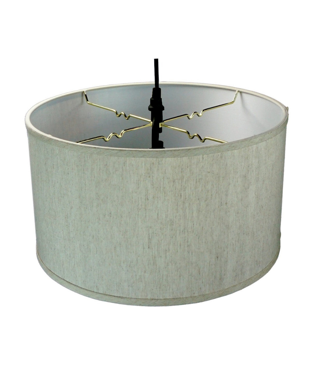 16"W 2 Light Swag Plug-In Pendant  Textured Oatmeal with Diffuser Black Cord