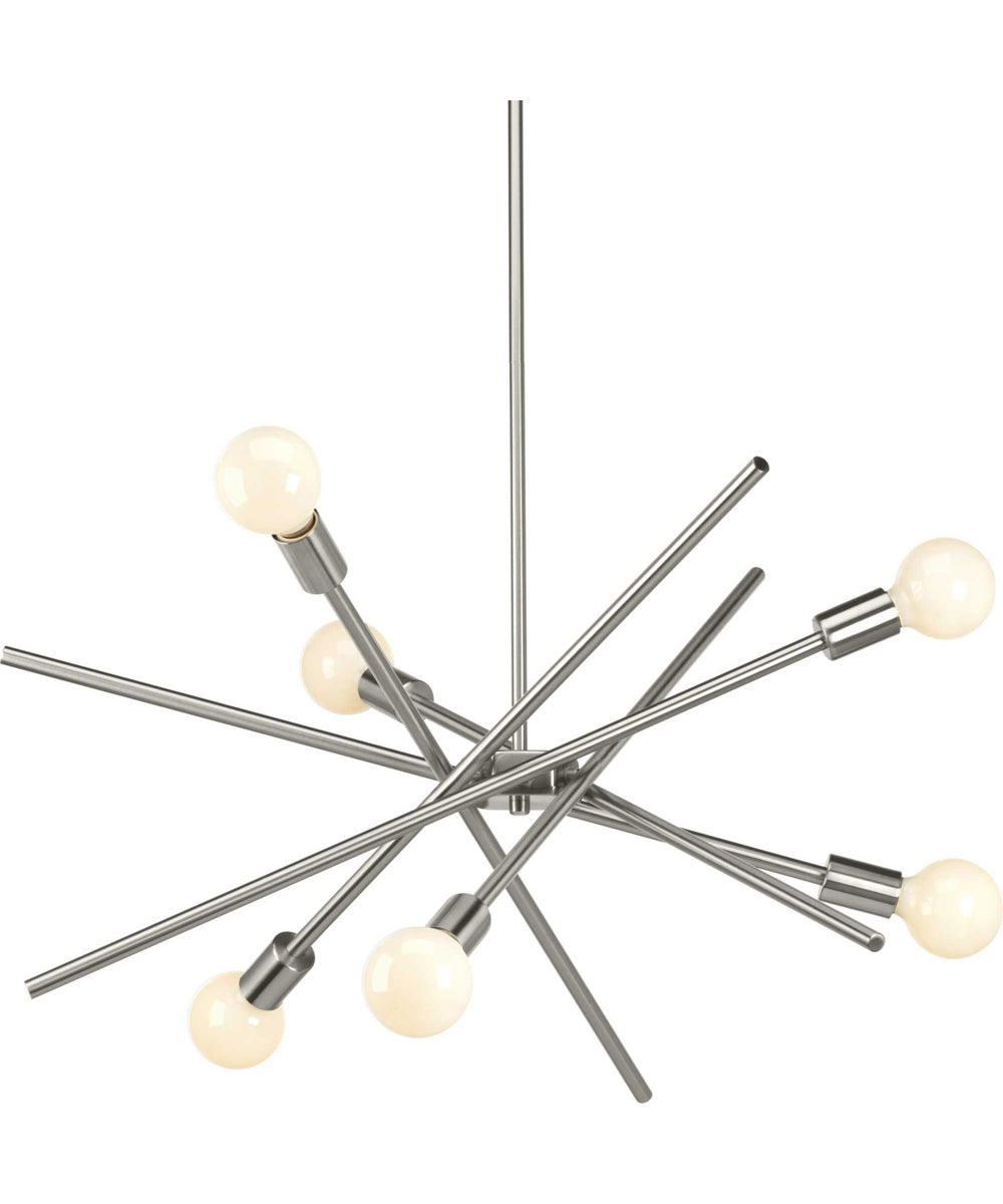 Astra 6-Light Mid-Century Modern Chandelier Light Brushed Nickel