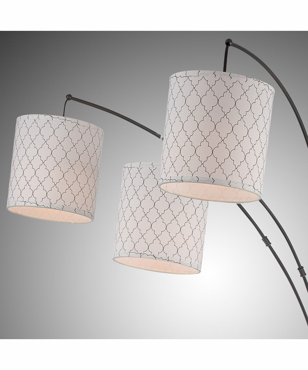 Vasanti 3-Light 3-Light Arch Lamp Dark Brz/Patterned Fabric Shade