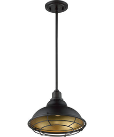 12"W Newbridge 1-Light Pendant Dark Bronze / Gold