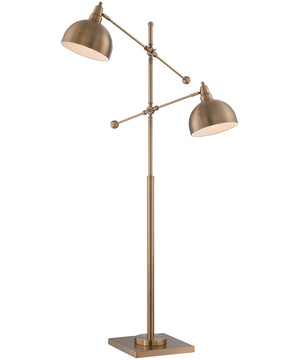 Cupola 2-Light 2-Light Metal Floor Lamp Brushed Brass