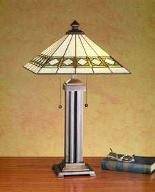 24"H Diamond Banded  Mission Tiffany Table Lamp