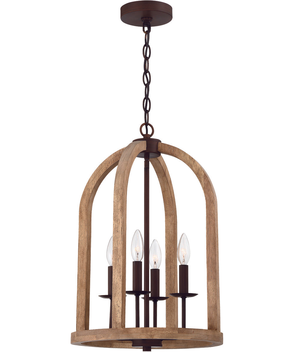 Aberdeen 4-Light Foyer Light Natural Wood/Aged Bronze Brushed