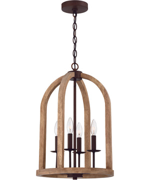 Aberdeen 4-Light Foyer Light Natural Wood/Aged Bronze Brushed