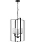 League 3-Light Etched Glass Modern Farmhouse Foyer Chandelier Light Matte Black
