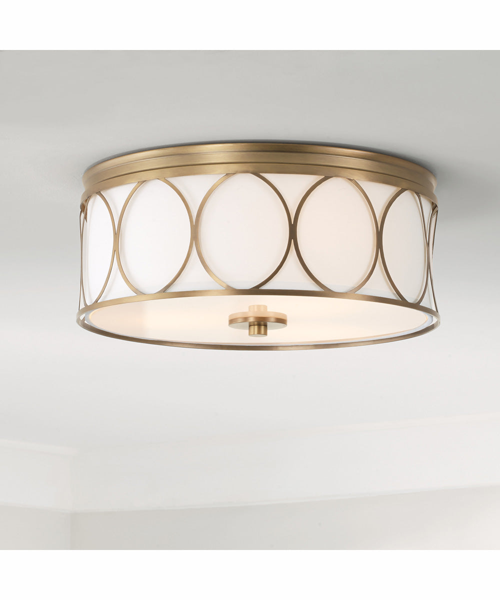 Rylann 3-Light Flush Mount Aged Brass
