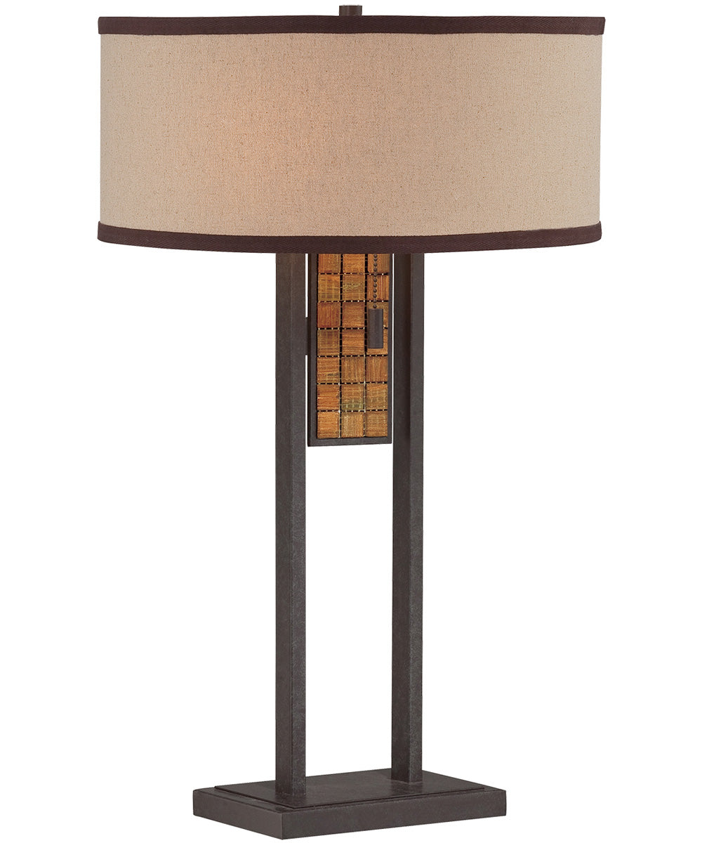 Marquetta 2-Light Table Lamp Aged Brz/Mosaichrome/ Fabric Shade