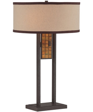 Marquetta 2-Light Table Lamp Aged Brz/Mosaichrome/ Fabric Shade