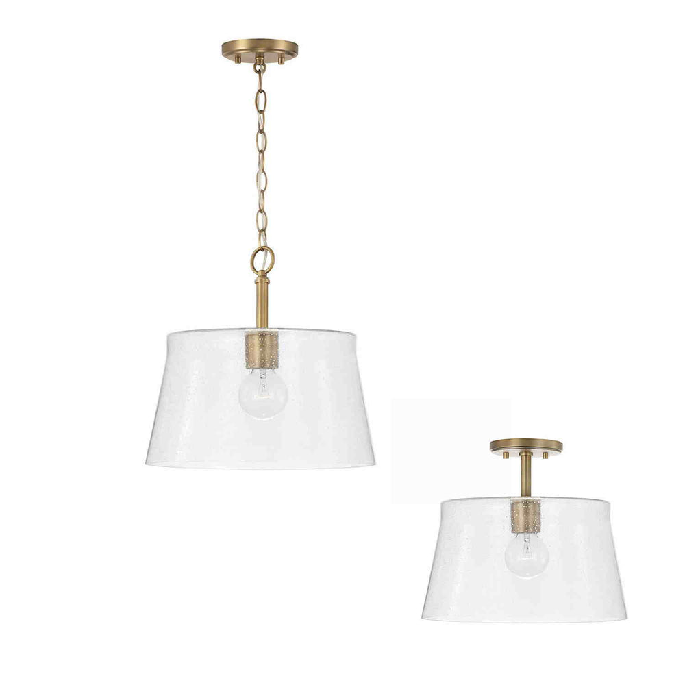 Baker 1-Light Dual-Mount Pendant/Semi-Flush Mount Ceiling Light Aged Brass