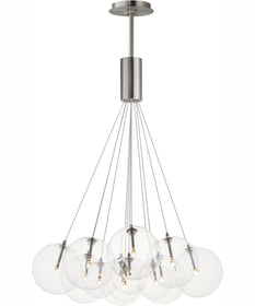 Burst 12-Light LED Pendant - Clear Satin Nickel