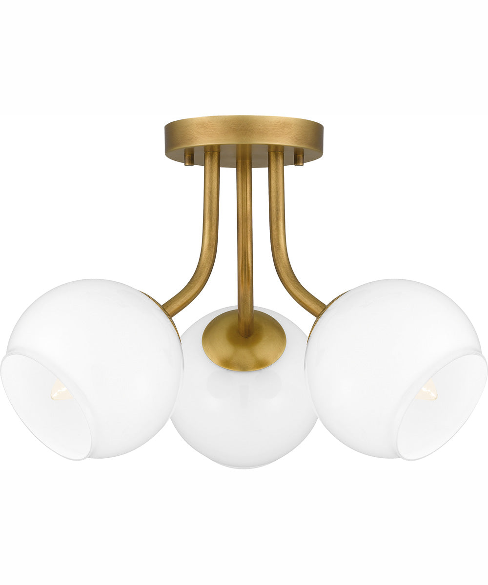 Quoizel Semi-Flush Mount Medium 3-light Semi Flush Mount Weathered Brass
