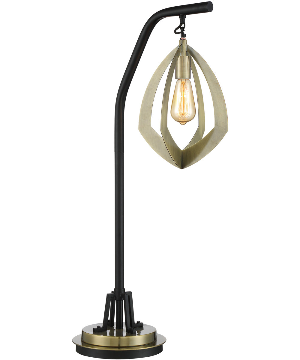 Rogerton 1-Light Table Lamp Antique Brass/Black/Meetal Shade