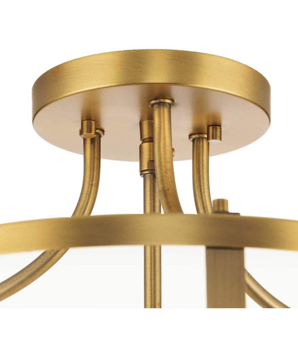 Gilliam 13 in. 3-Light New Traditional Semi-Flush Mount Vintage Brass
