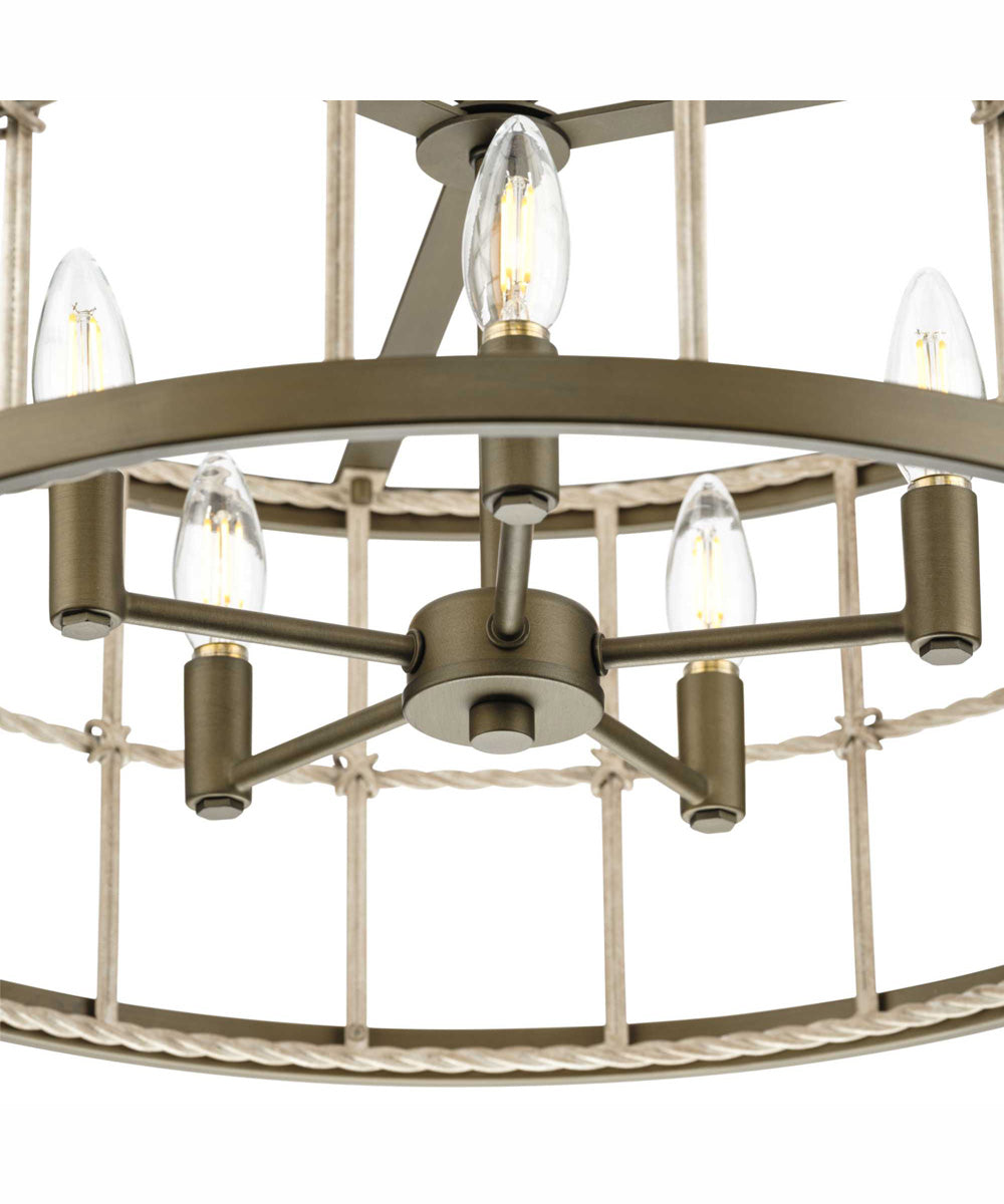 Lattimore 5-Light Coastal Chandelier Aged Brass