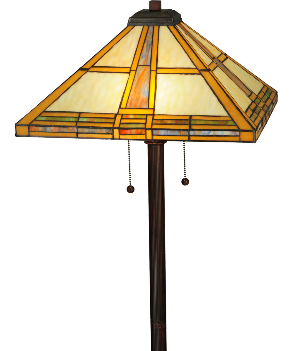 62"H Prairie Straw  2-Light Tiffany Floor Lamp Brown