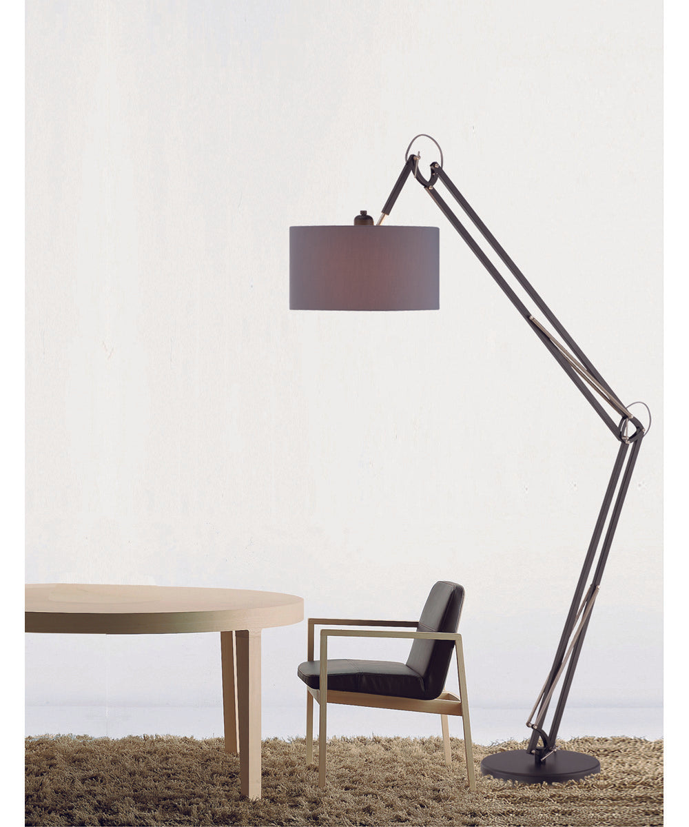 Kailano 1-Light Floor Lamp Black/Gray Fabric Shade