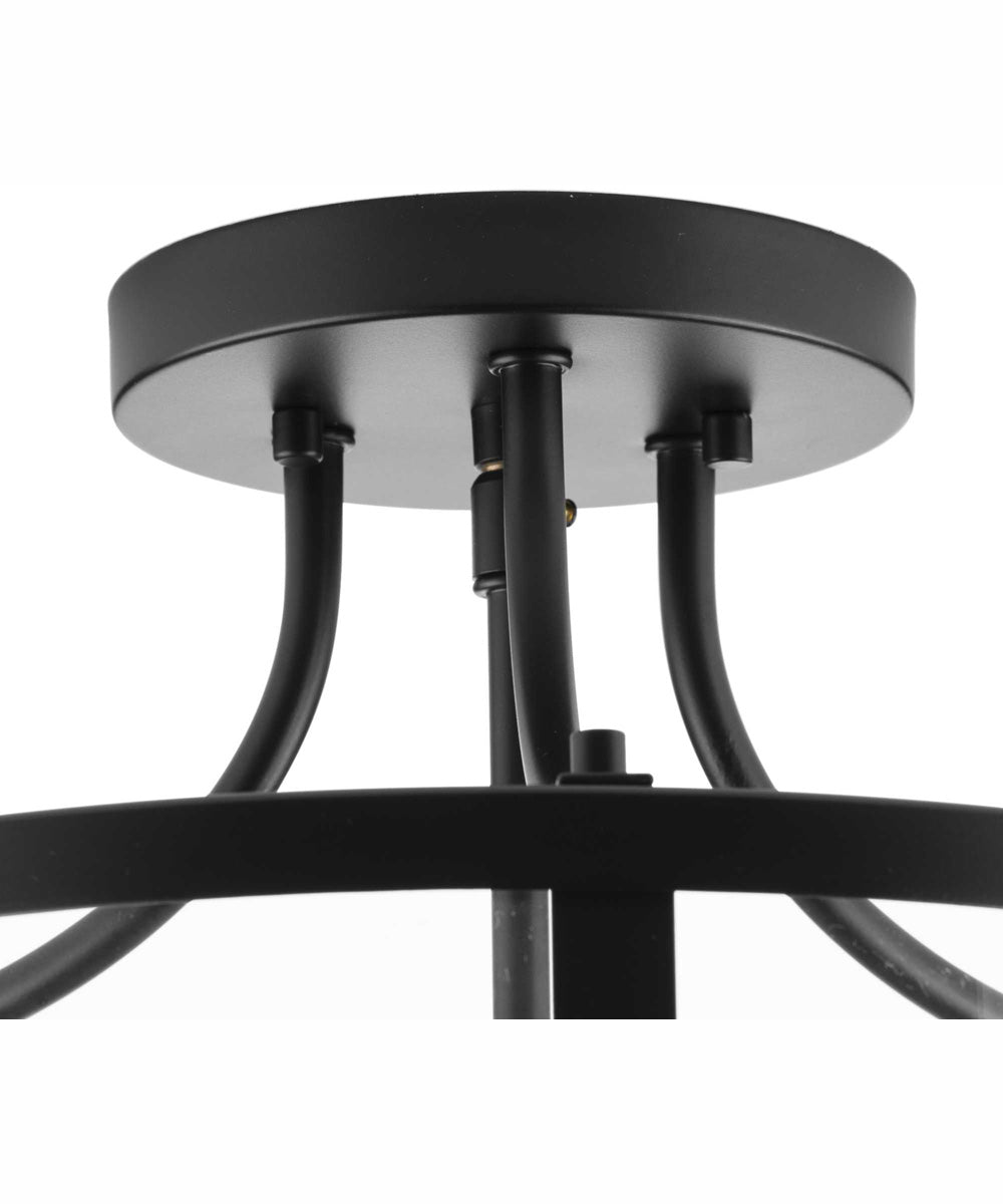 Gilliam 13 in. 3-Light New Traditional Semi-Flush Mount Matte Black