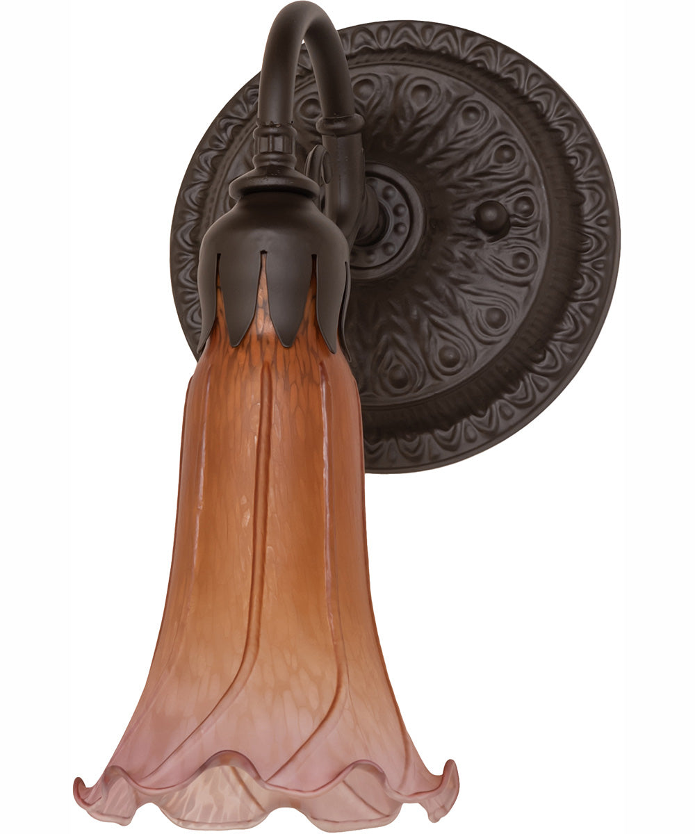 5.5" Wide Amber/Purple Tiffany Pond Lily Wall Sconce